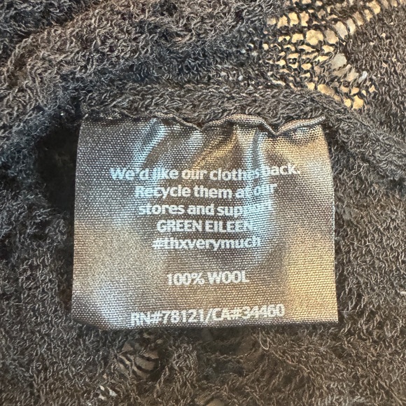 Eileen Fisher Elegant Black Open Knit Lace Women's Top, Fairy Grunge Goth, Wool - Picture 6 of 9